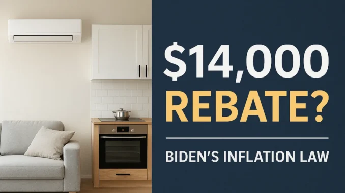 : "$14,000 REBATE?" and "BIDEN'S INFLATION LAW"