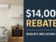 : "$14,000 REBATE?" and "BIDEN'S INFLATION LAW"