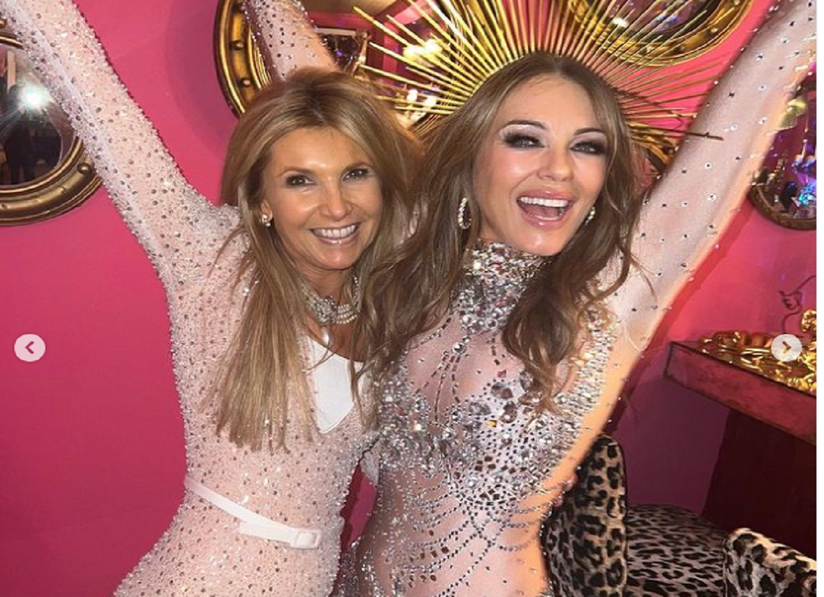 Snaps Elizabeth Hurley Sizzles in a Bedazzled Bodysuit For The New Year