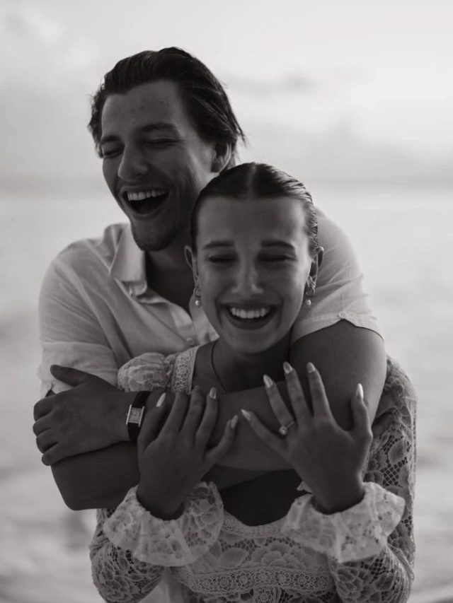 ‘ Stranger Things’ star Millie Bobby Brown and Jake Bongiovi are engaged! See their sweet beach snaps