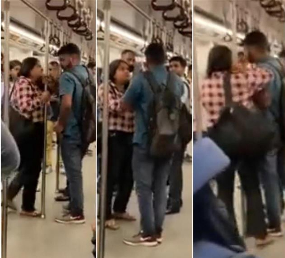 Watch: Women slaps co-passenger in Delhi metro