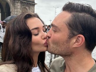 Ed Westwick and Amy Jackson share a kiss during tour in India