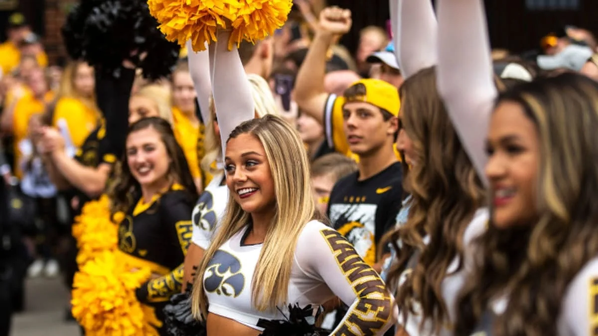 Watch Iowa Cheerleaders Viral End Zone Flip Wardrobe Malfunction Video Goes Viral 