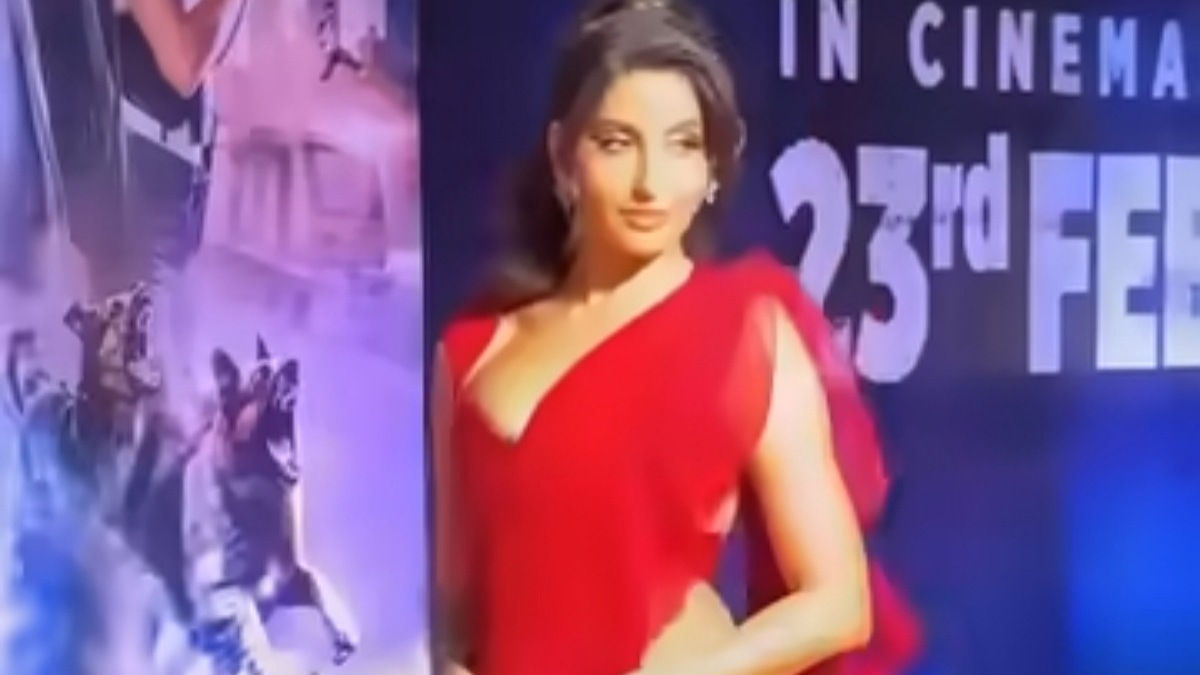 Nora Fatehi Dazzles in Bold Red Saree, Viral Video Sets Screens Ablaze! Watch