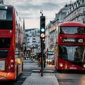 London Red Buses on Street