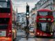 London Red Buses on Street