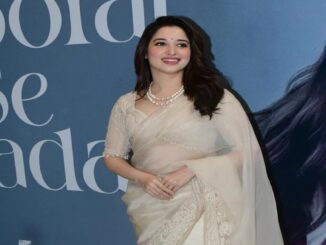 Tamannaah Bhatia Stuns in Ivory Organza Saree for 'Vedaa' Promotions