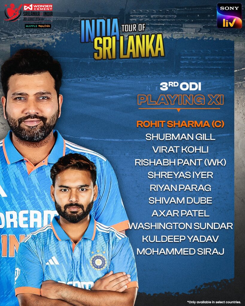 india squad against SL 34rd odi