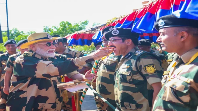 PM Modi, dressed in a BSF uniform