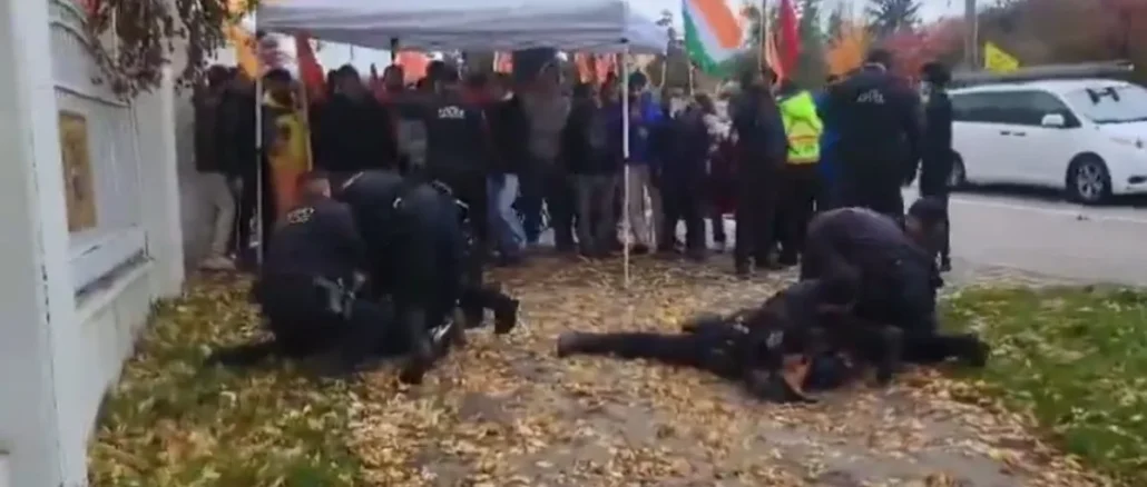 Hindu Devotees Assaulted by Canadian Cops During Peaceful Protest