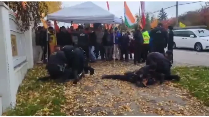 Hindu Devotees Assaulted by Canadian Cops During Peaceful Protest