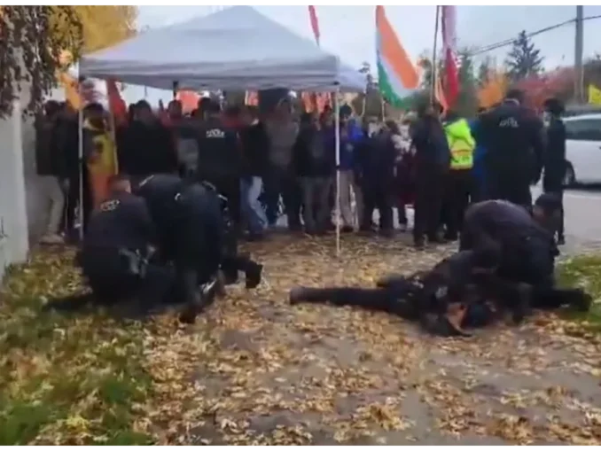 Hindu Devotees Assaulted by Canadian Cops During Peaceful Protest