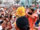 Yog Guru Ramdev celebrated phoolon ki Holi with students at the University of Patanjali,