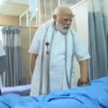 PM Modi meets the lone survivor of Air India crash and other injured Students in Ahmedabad.-