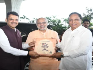Maharashtra CM Devendra Fadnavis today paid a courtesy call on Governor CP Radhakrishnan at Raj Bhavan, Mumbai