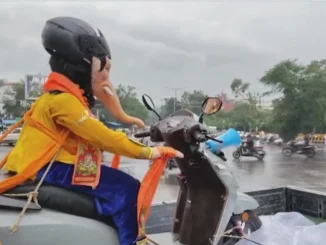 Ganesh Idol on Scooter Wears Helmet to Promote Road Safety