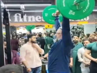 Telangana: AIMIM chief Asaduddin Owaisi works out after inaugurating a fitness studio in Hyderabad.