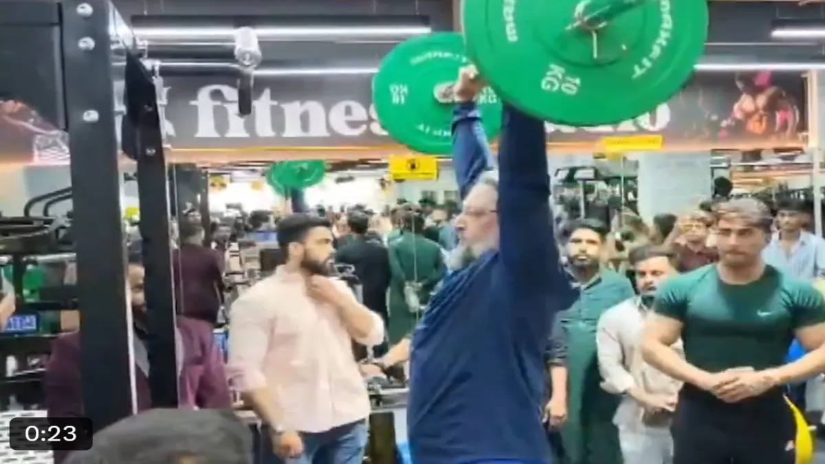 Telangana: AIMIM chief Asaduddin Owaisi works out after inaugurating a fitness studio in Hyderabad.