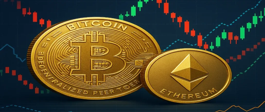 Bitcoin price chart spiking 5% after Trump Iran deal signal with KOSPI index drop