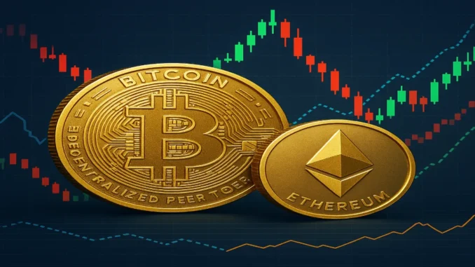 Bitcoin price chart spiking 5% after Trump Iran deal signal with KOSPI index drop