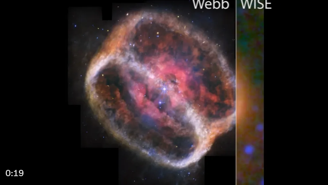 Planetary Nebula NGC 1514 Crystal Ball Nebula WISE vs Webb comparison