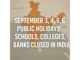 School, College Closure Alert September 3, 4, 5, 6 Marked as Public Holidays
