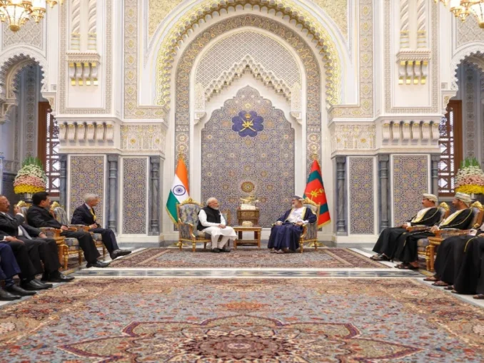 India and Oman leaders signing the FTA agreement in Muscat