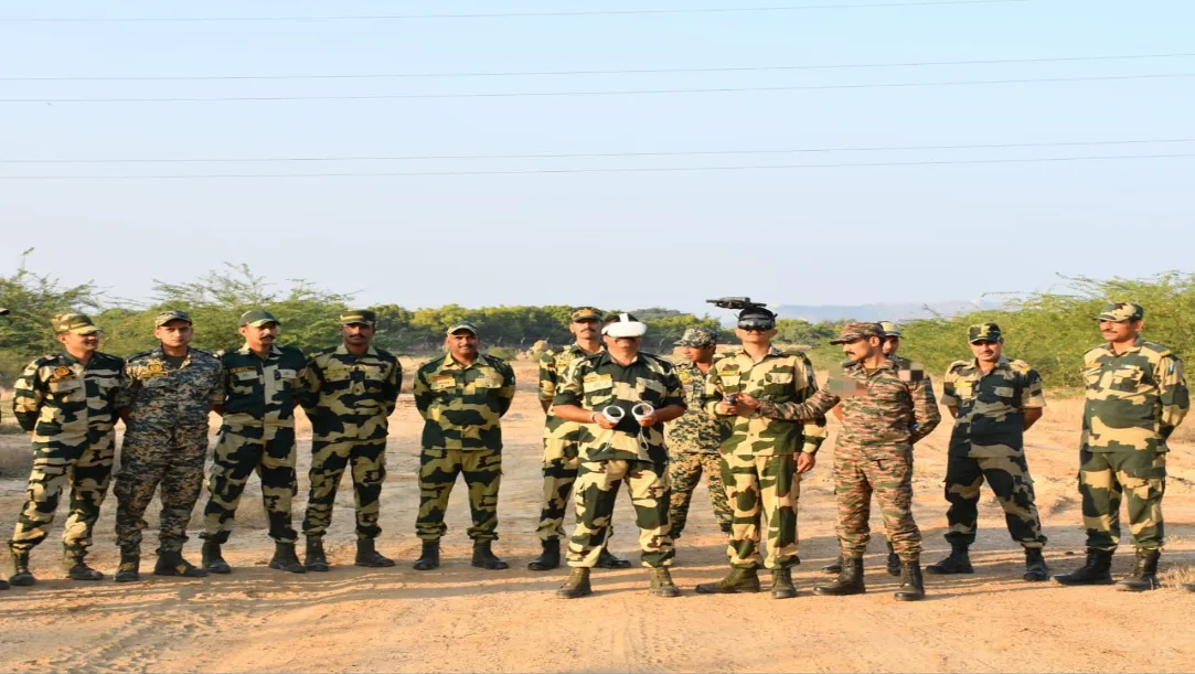 ndian Army Bald Eagle Brigade drone training session for BSF Gujarat personnel.
