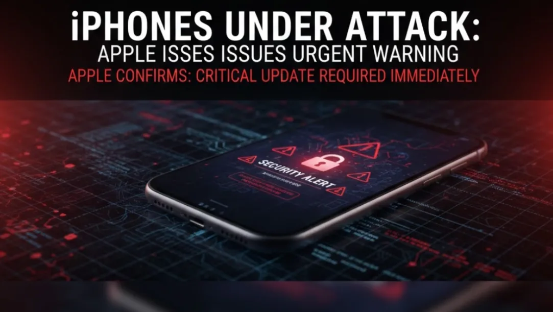 A close-up of an iPhone screen showing a Security Alert notification with red warning signs.
