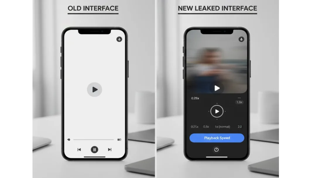 The Google Photos app interface showing new video playback speed toggles.