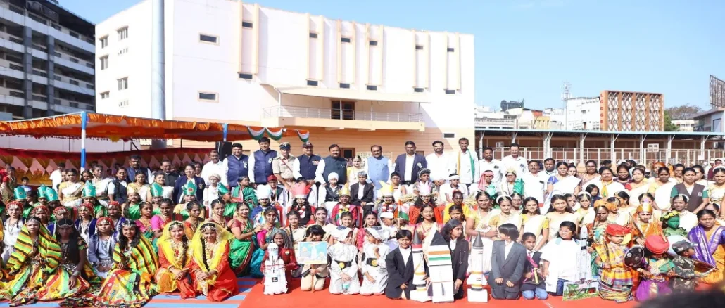 Flag hoisting ceremony by Prasad Abbayya and Mahesh Gaste at Nehru Stadium Hubballi.