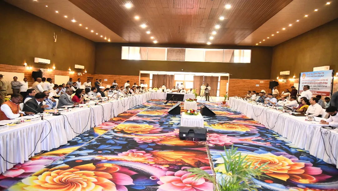 Additional General Manager P. Ananth chairing the 25th ZRUCC meeting at Chalukya Institute Hubballi.