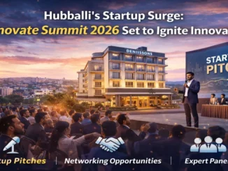 Entrepreneurs pitching at the Finnovate Summit 2026 in Hubballi.