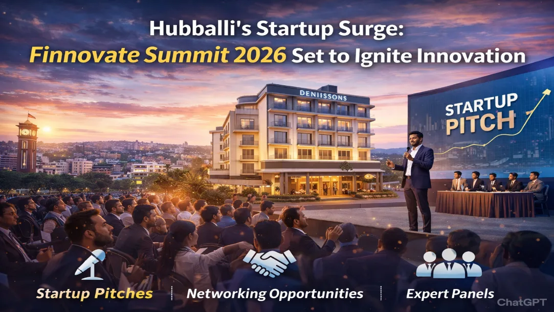 Entrepreneurs pitching at the Finnovate Summit 2026 in Hubballi.