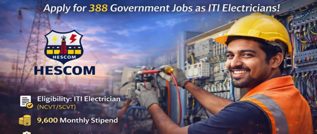 HESCOM office building and electrical technicians at work in Hubballi.