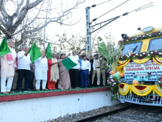 V. Somanna Flags Off New Dandeli-Alnavar DEMU Train