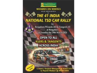 Official poster for The 41 India National TSD Car Rally in Bengaluru.