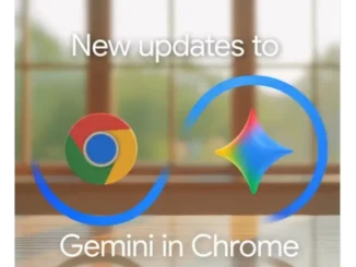 Google Chrome logo with Gemini AI sparkles and language flags.