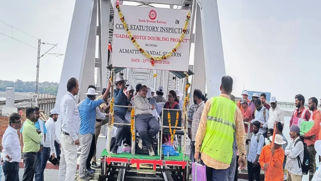 High-stakes railway safety inspection by CCRS Janak Kumar Garg and DRM Bela Meena on the new Alamatti-Wandal double line.