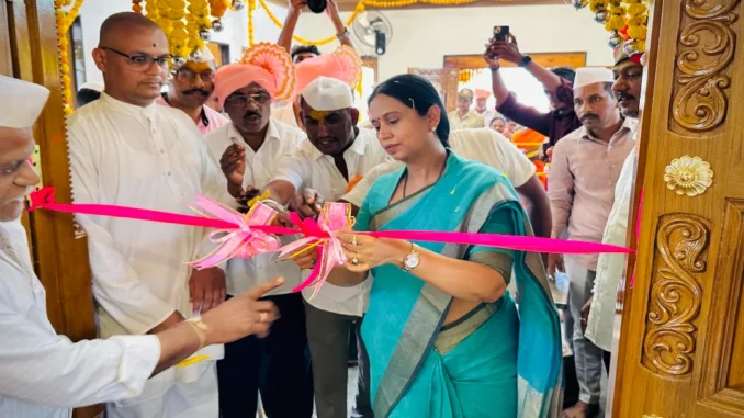 Minister Lakshmi Hebbalkar inaugurates the 50 lakh Shri Mahalaxmi Devi Temple in Balekundri K.H. village