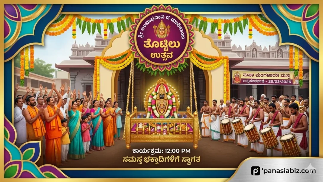 SSK Samaj devotees gathering for the Ambabhavani Cradle Ceremony at Joola Oni, Hubballi.