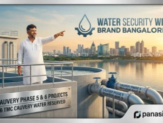 DCM D.K. Shivakumar announcing water security projects for Bangalore.