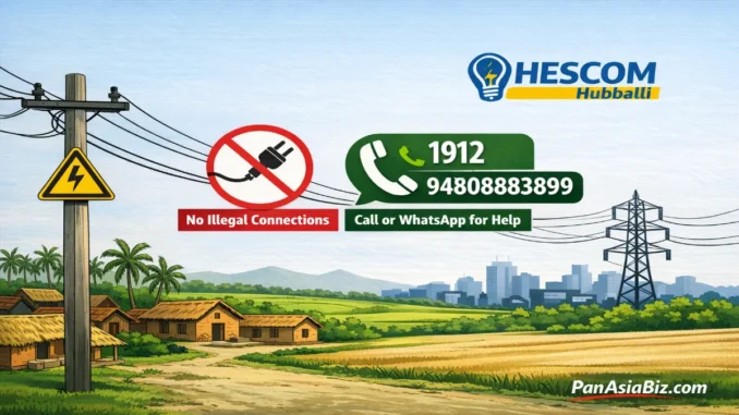 HESCOM Hubballi awareness poster on electricity theft and helpline numbers