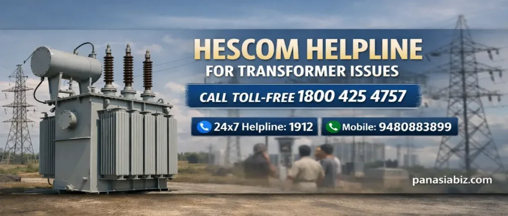 HESCOM poster showing transformer helpline numbers