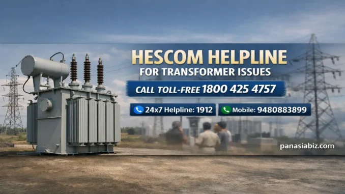 HESCOM poster showing transformer helpline numbers