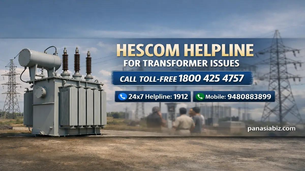 HESCOM poster showing transformer helpline numbers
