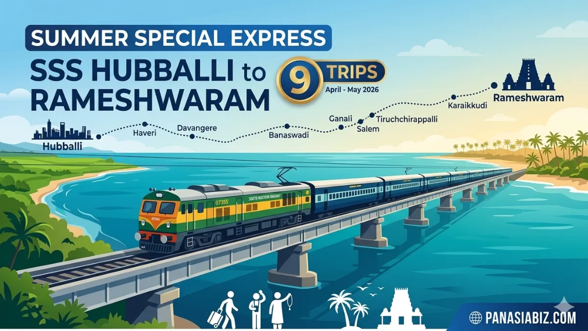 SWR Summer Special Train Hubballi to Rameshwaram 2026 Schedule.