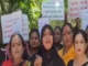 Transgender community protesting outside Belagavi Deputy Commissioner’s office with banners and placards