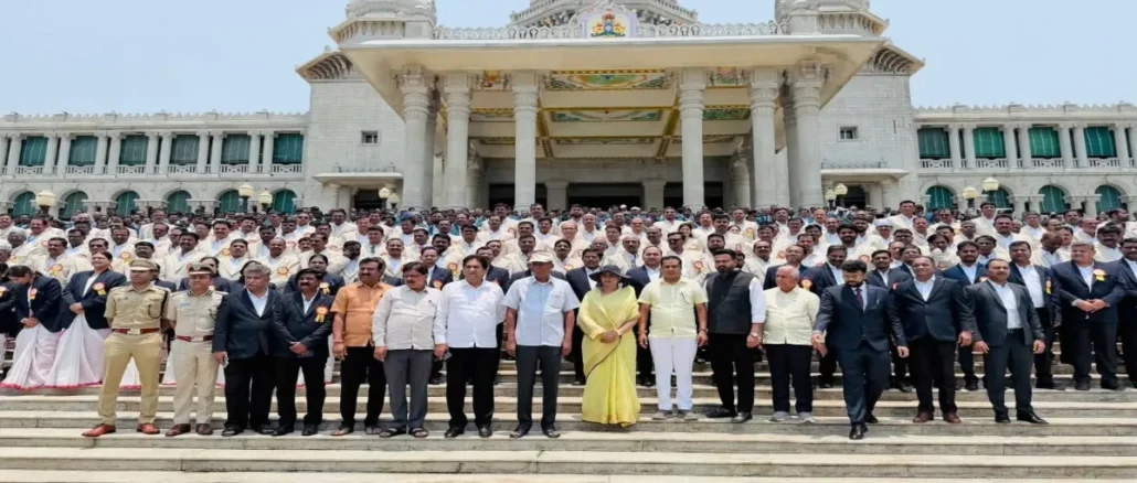Satish Jharkiholi addressing National Panchayat Raj Day at Belagavi