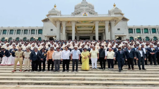 Satish Jharkiholi addressing National Panchayat Raj Day at Belagavi
